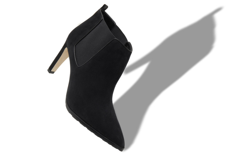 Manolo Blahnik Black Kid Suede Heeled Chelsea Boots outlook