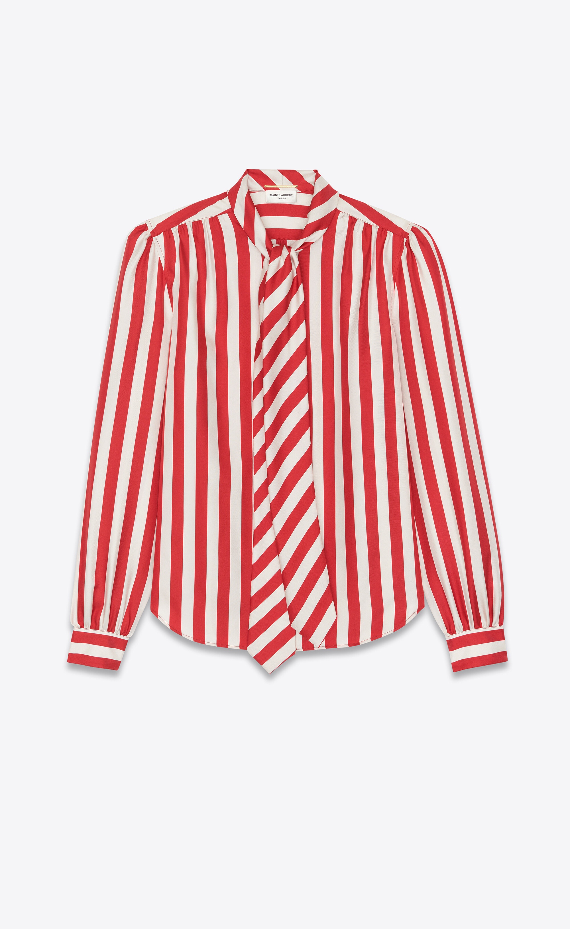 lavallière-neck shirt in striped silk twill - 2