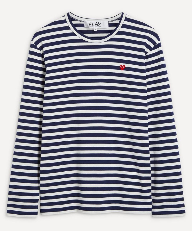 Small Heart Logo Patch Striped T-Shirt - 1