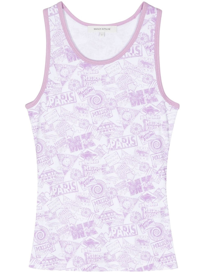 logo-print cotton tank top 1