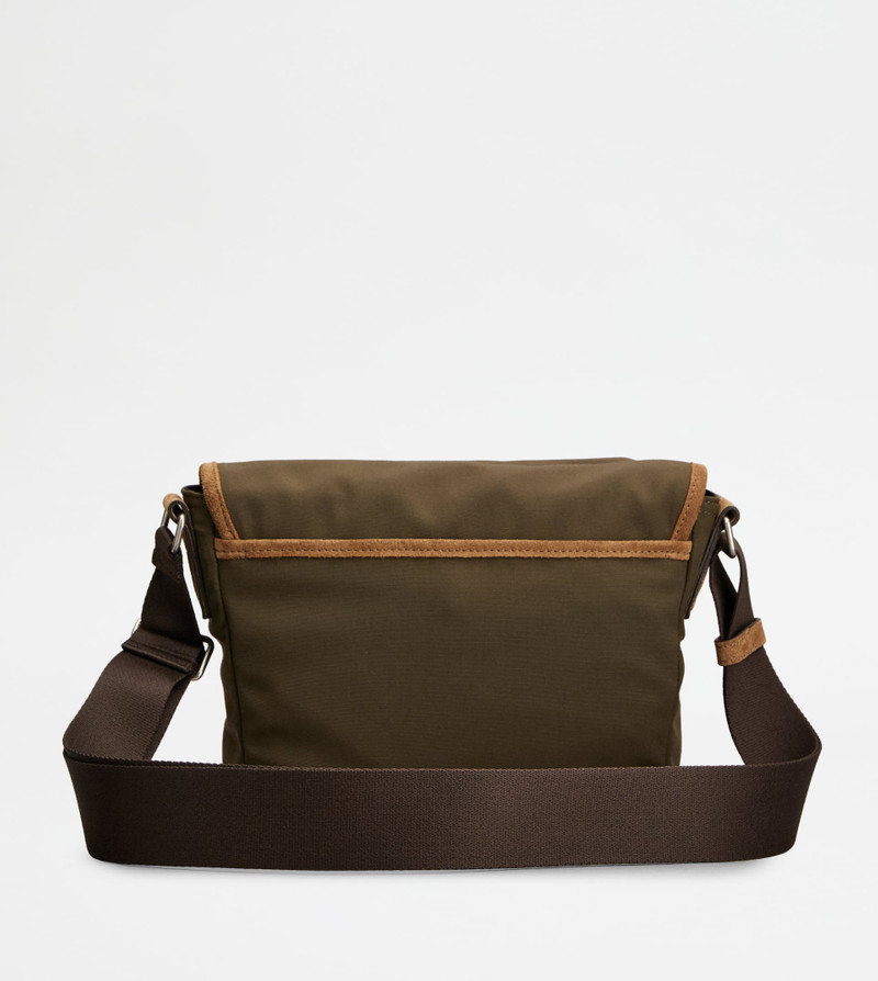 MESSENGER BAG IN FABRIC AND SUEDE MINI - GREEN, BROWN 3