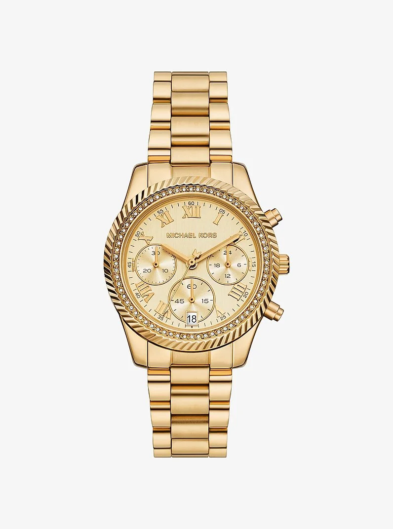 Mini Lexington Pavé Gold-Tone Watch - 1