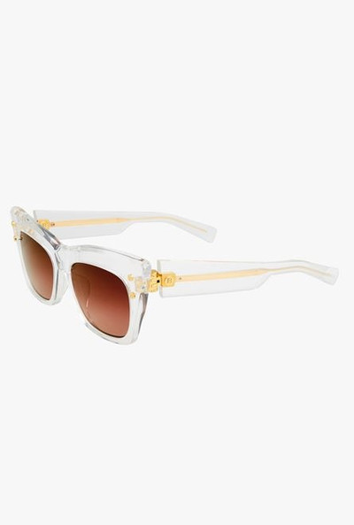 Balmain White crystal and gold-tone acetate B-II sunglasses outlook