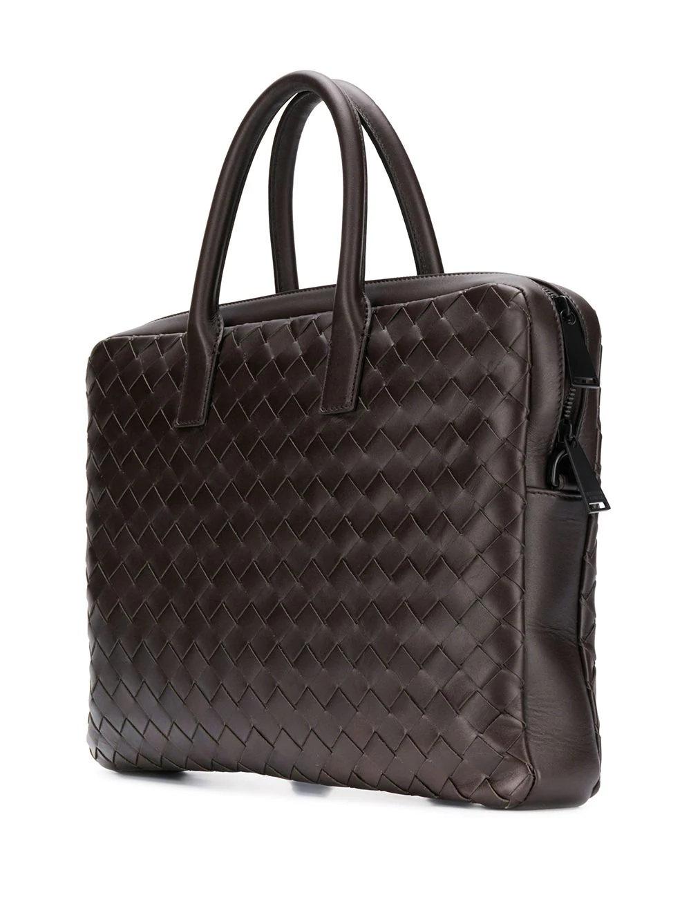 intrecciato weave zipped briefcase - 3