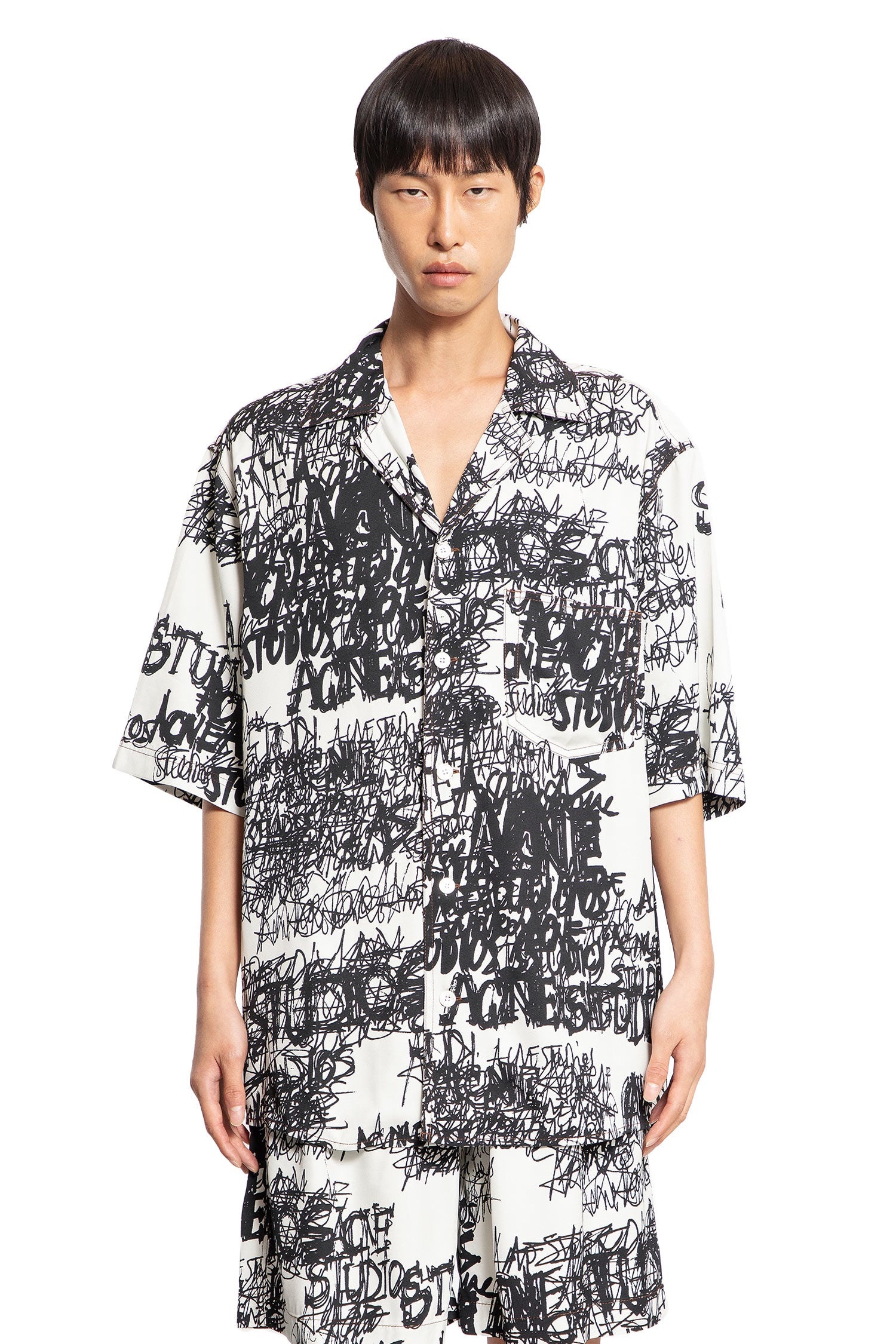 Printed-Buttoned-Short-Sleeve-Shirt - 1