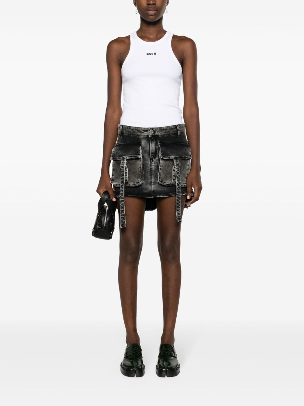 embroidered-logo ribbed tank top - 2