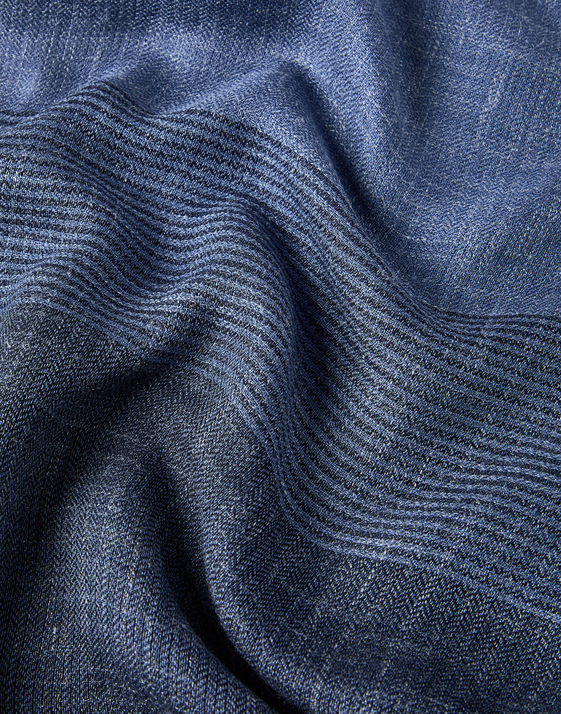 Silk and linen chevron scarf with stripes 3
