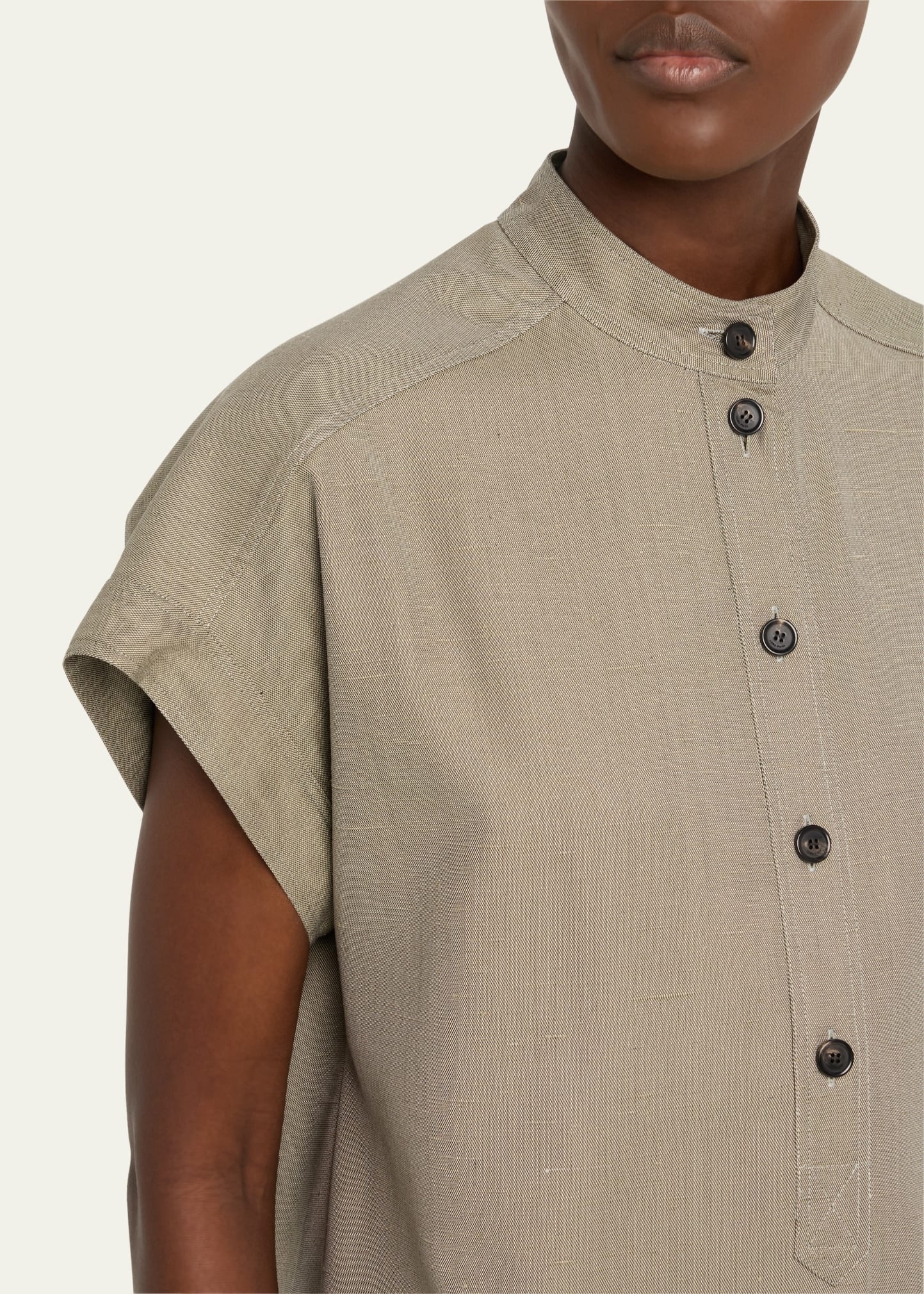 Elody Cap-Sleeve Silk-Wool Shirt - 5