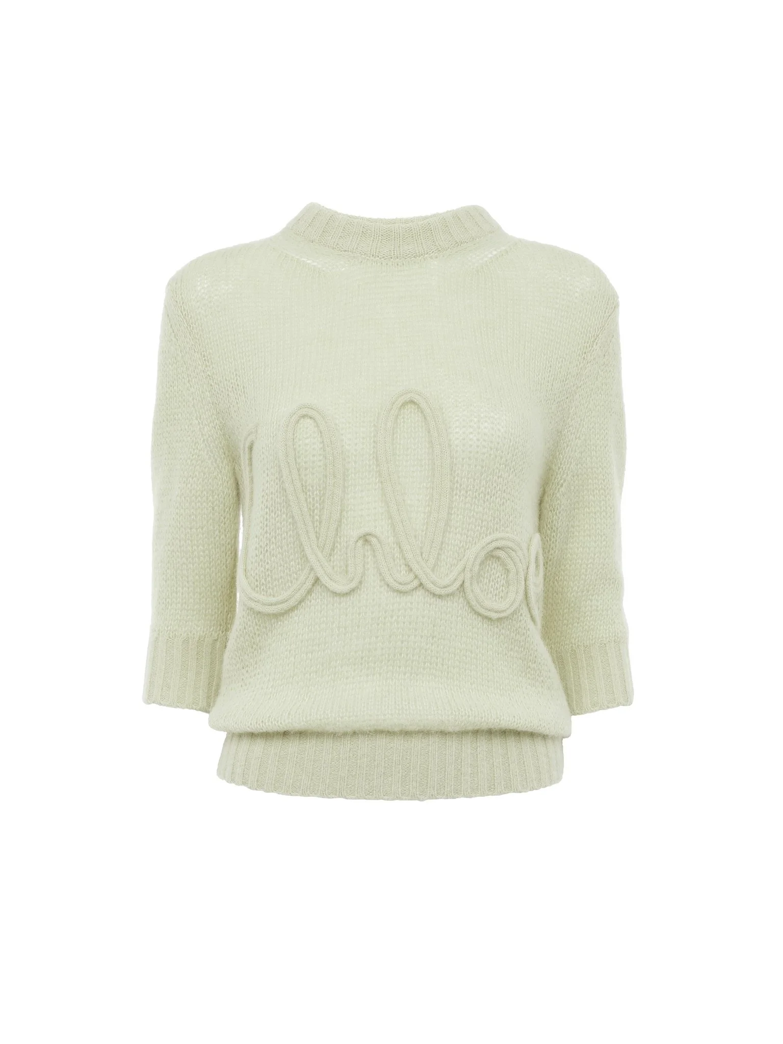 ELBOW-SLEEVE LOGO SWEATER IN ALPACA WOOL & SILK KNIT - 1