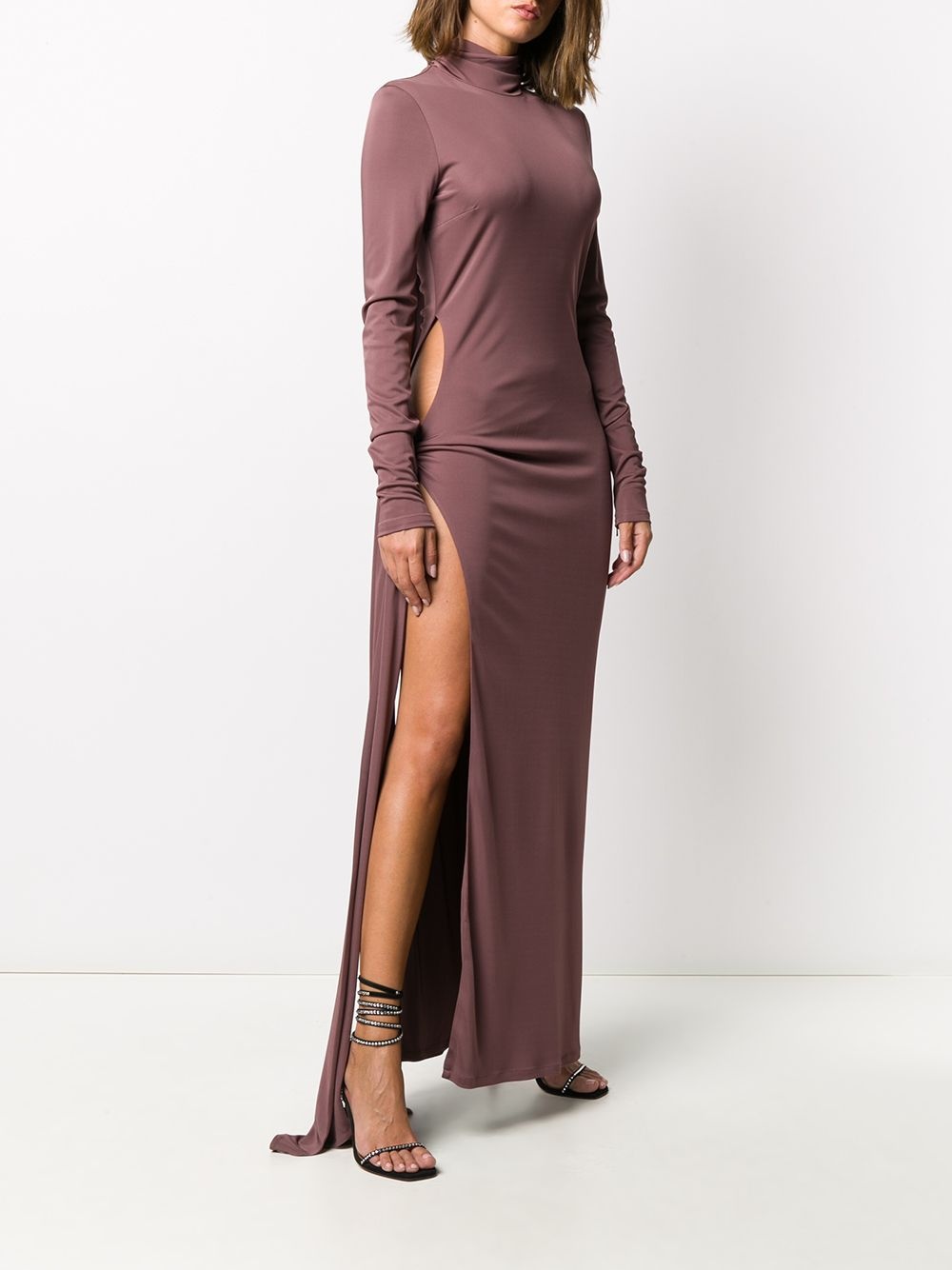 fitted front slit maxi dress - 3