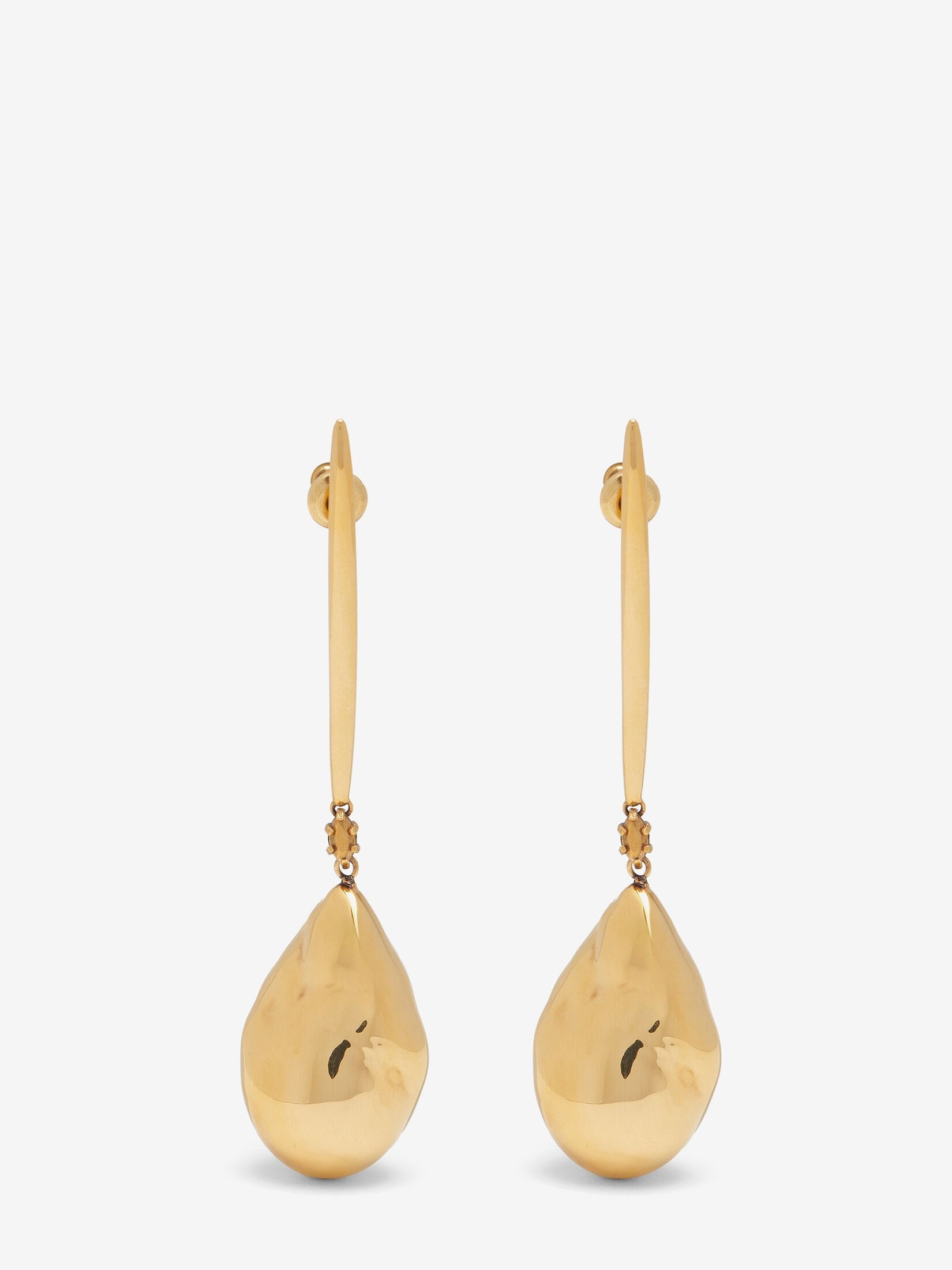 Women's Metal Pearl Stick Earrings in Antique Gold - 1