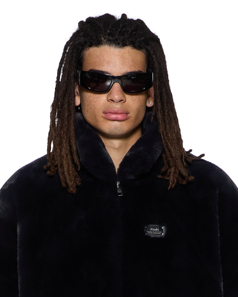 HUSSLE FAUX FUR JACKET BLACK 3