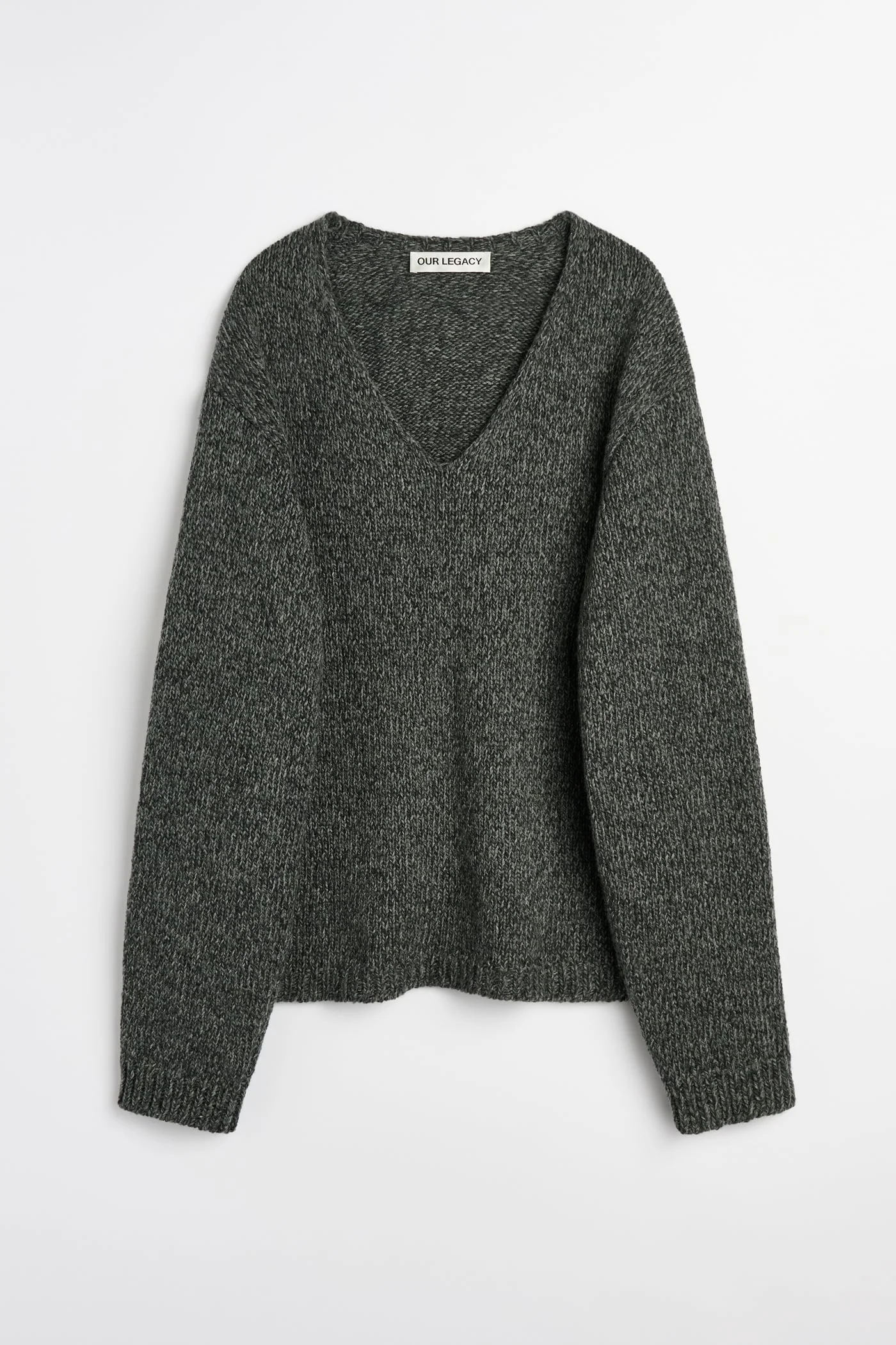 Link V-Neck Slub Twisted Ash Grey Wool - 1