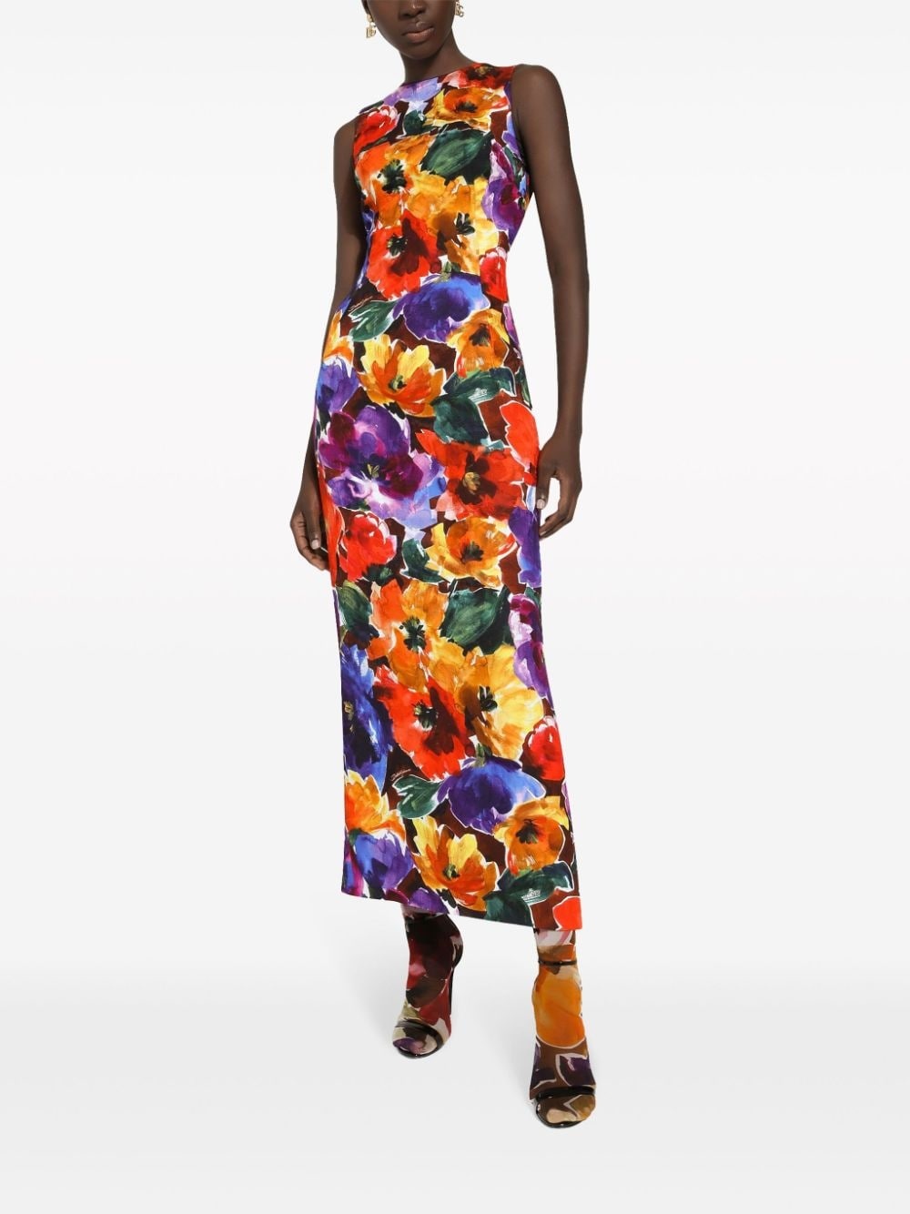 abstract floral-print midi dress - 2