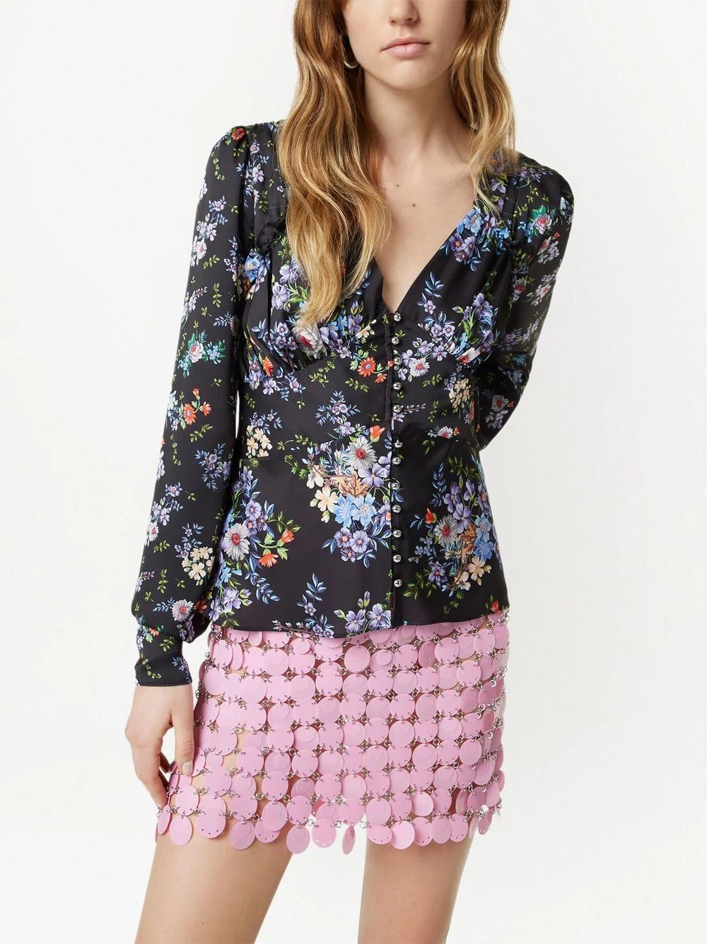 floral-print silk shirt - 4
