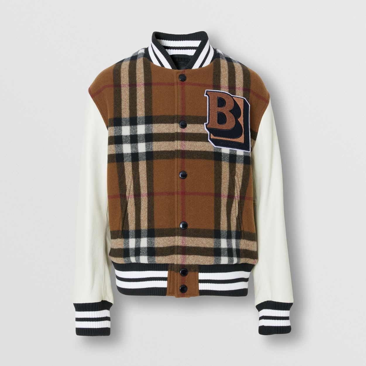 Letter Graphic Check Technical Wool Bomber Jacket - 1