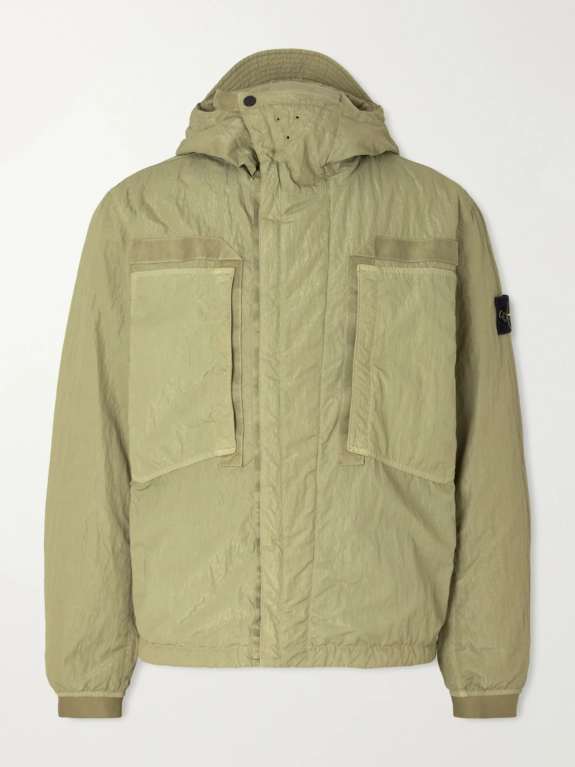 Garment-Dyed Padded Crinkled Warp Rib Nylon-TC Hooded Jacket - 1
