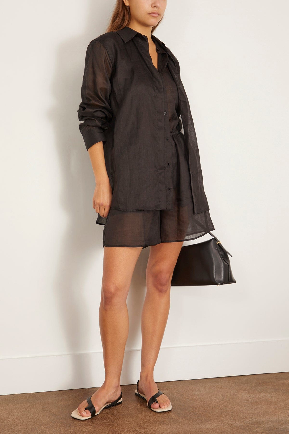 Double Collar Shirt in Black - 3