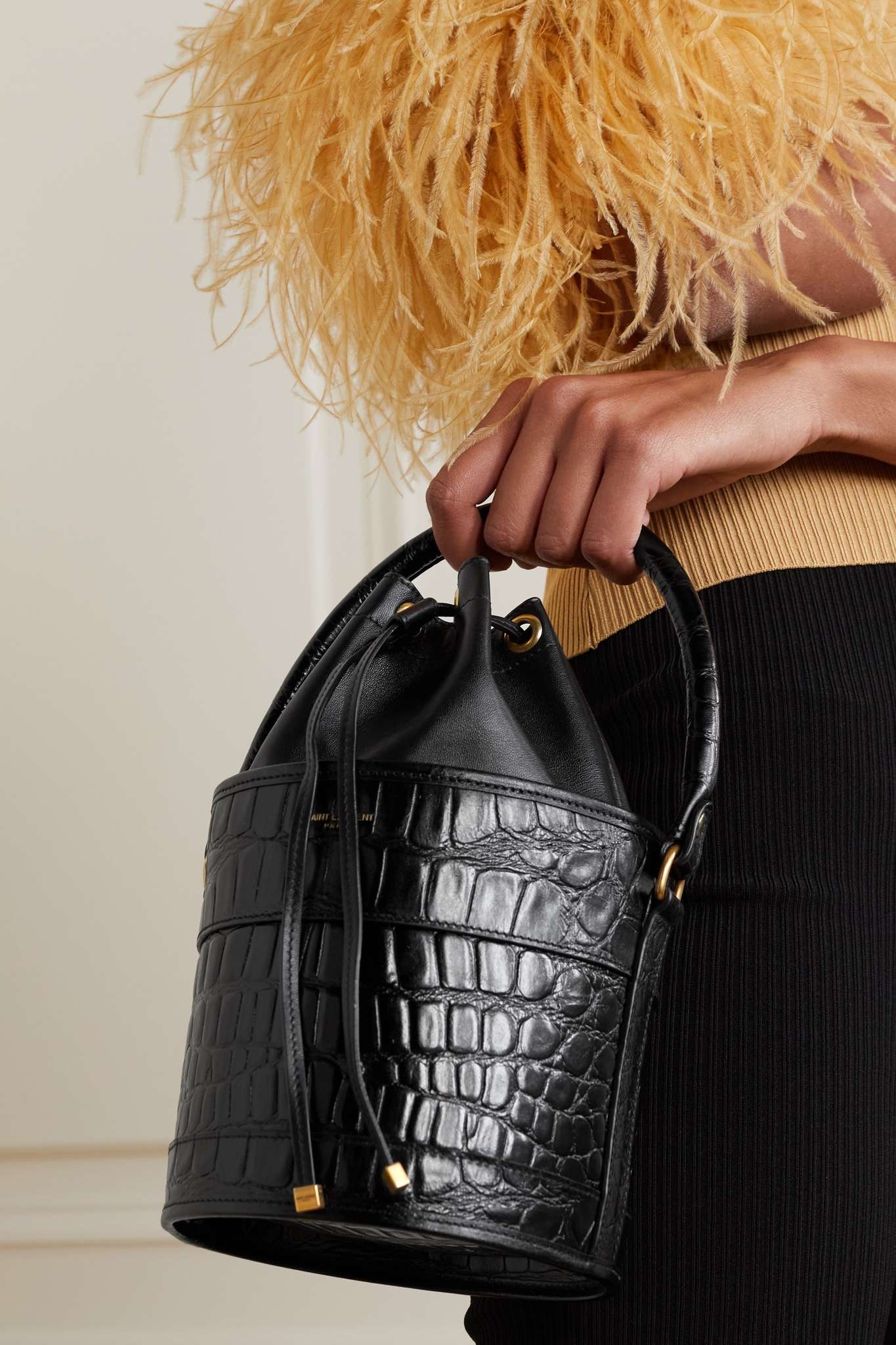 Bahia croc-effect leather bucket bag - 6