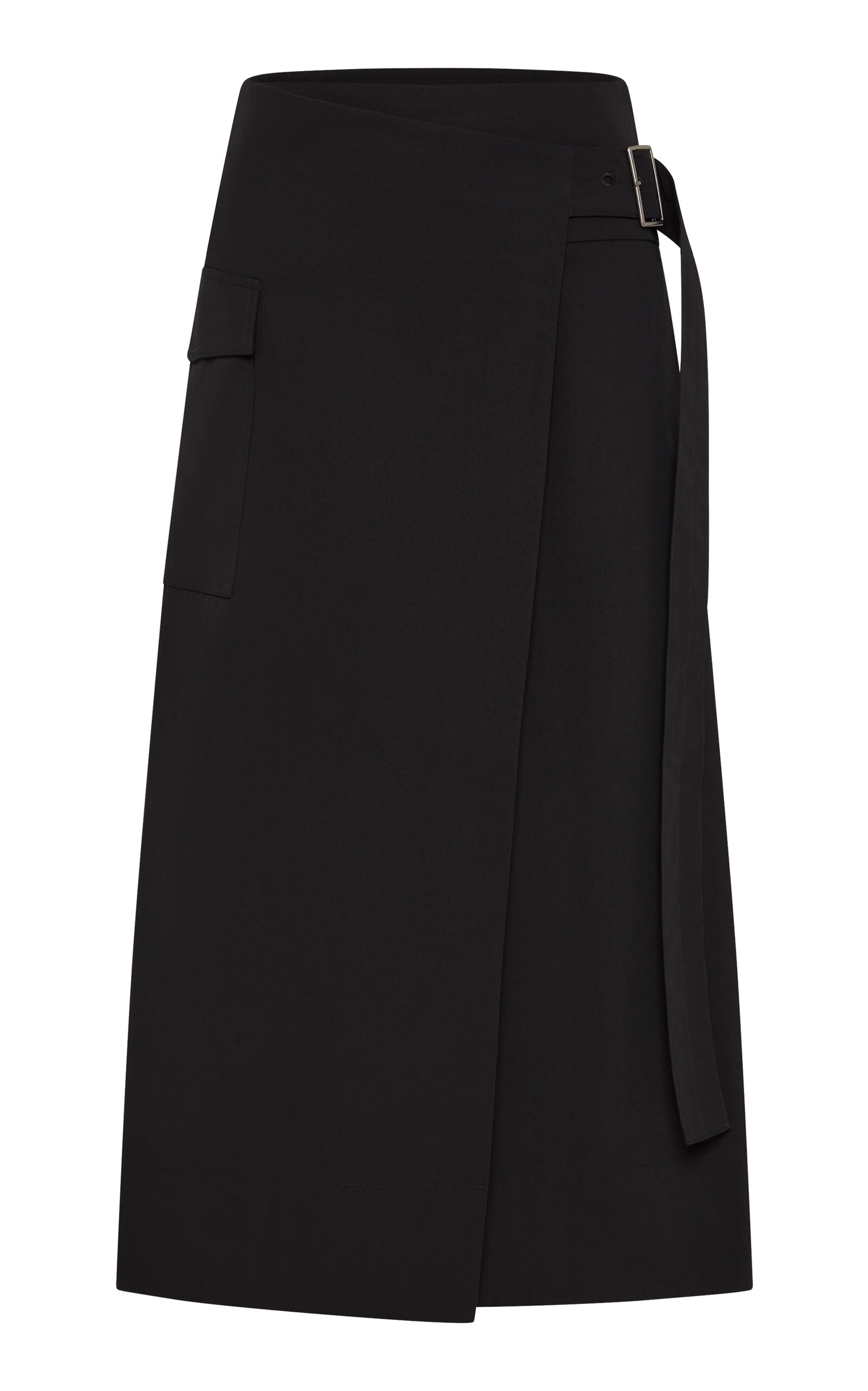 Utility Nylon-Cotton Maxi Wrap Skirt black - 1