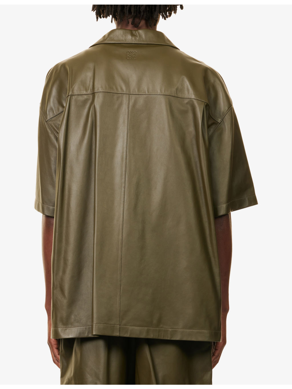 Relaxed-Fit Short-Sleeve Leather Shirt - 4