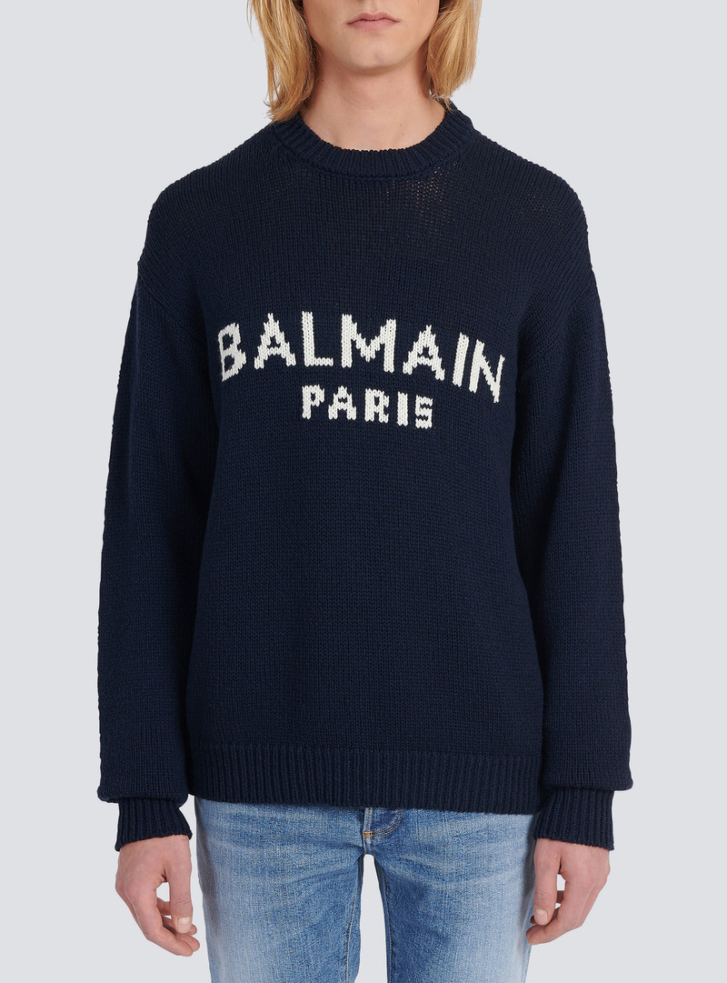 Wool sweater with Balmain Paris logo 6