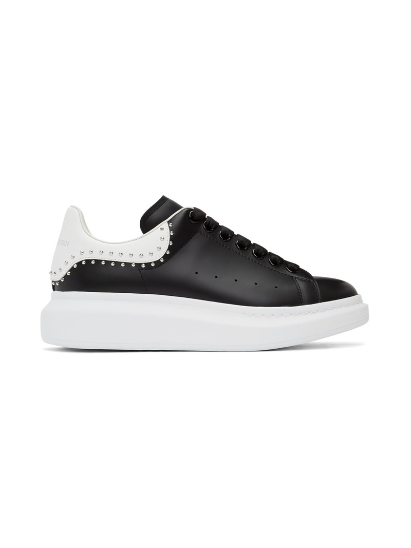 Black & White Studded Oversized Sneakers - 1