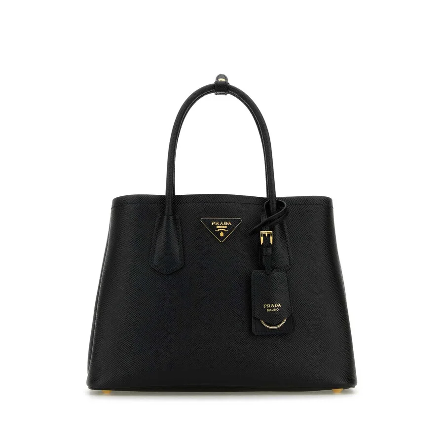 Prada Black Leather Small Double Handbag - 1
