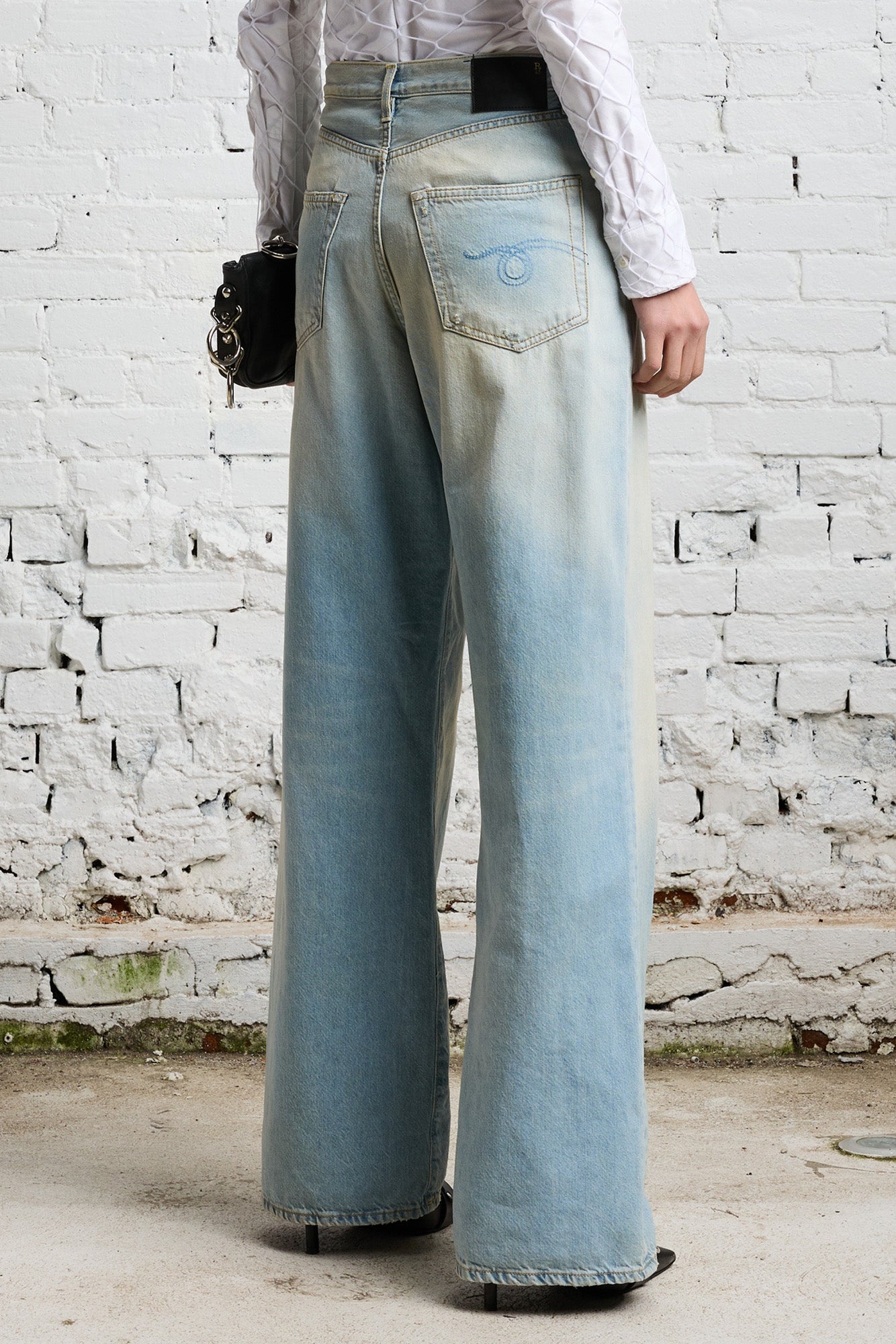 Damon Pleated Wide Leg - Lennon Blue | R13 Denim Official Site - 6