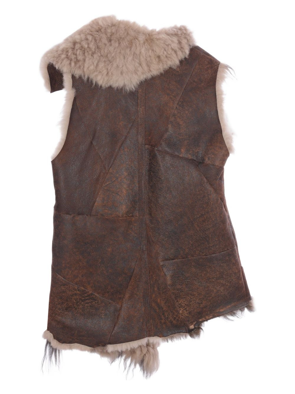 shearling-panelled leather gilet - 2