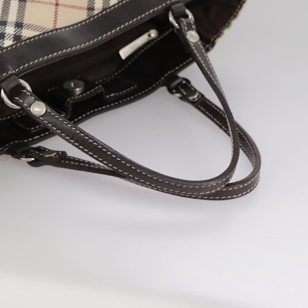 Burberry Nova Check Blue Label Hand Bag Canvas Beige - 7