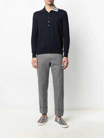 Thom Browne 4-Bar long-sleeved knitted polo shirt outlook