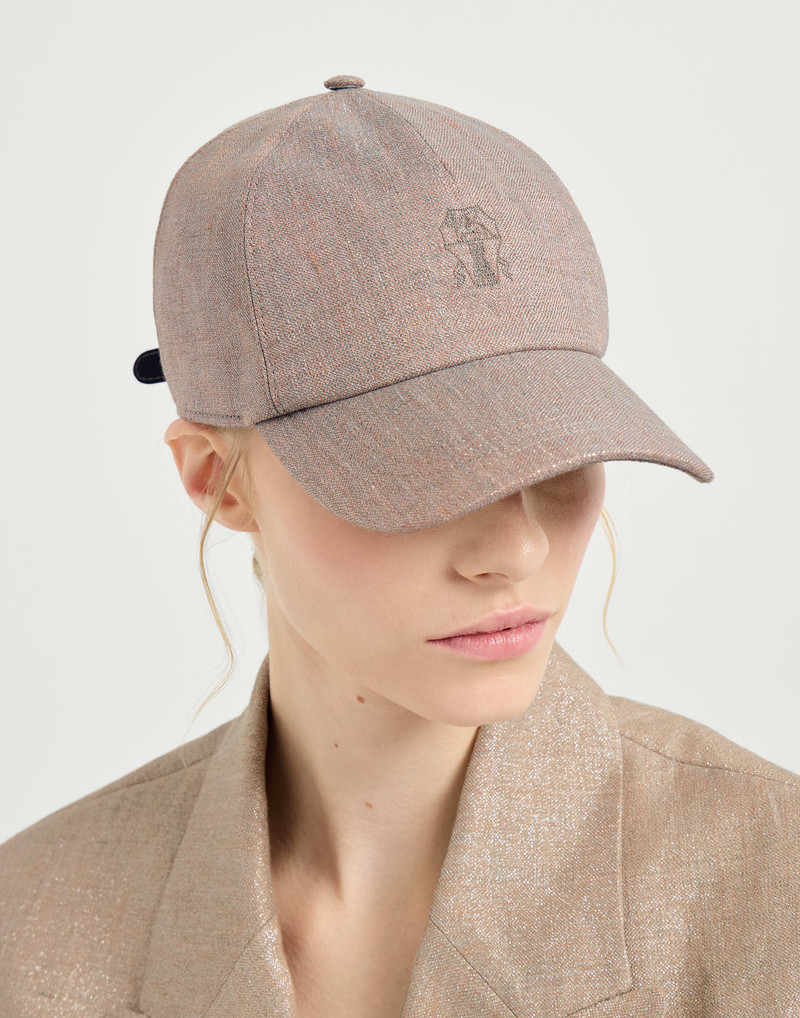 Sparkling linen twill baseball cap with logo 3