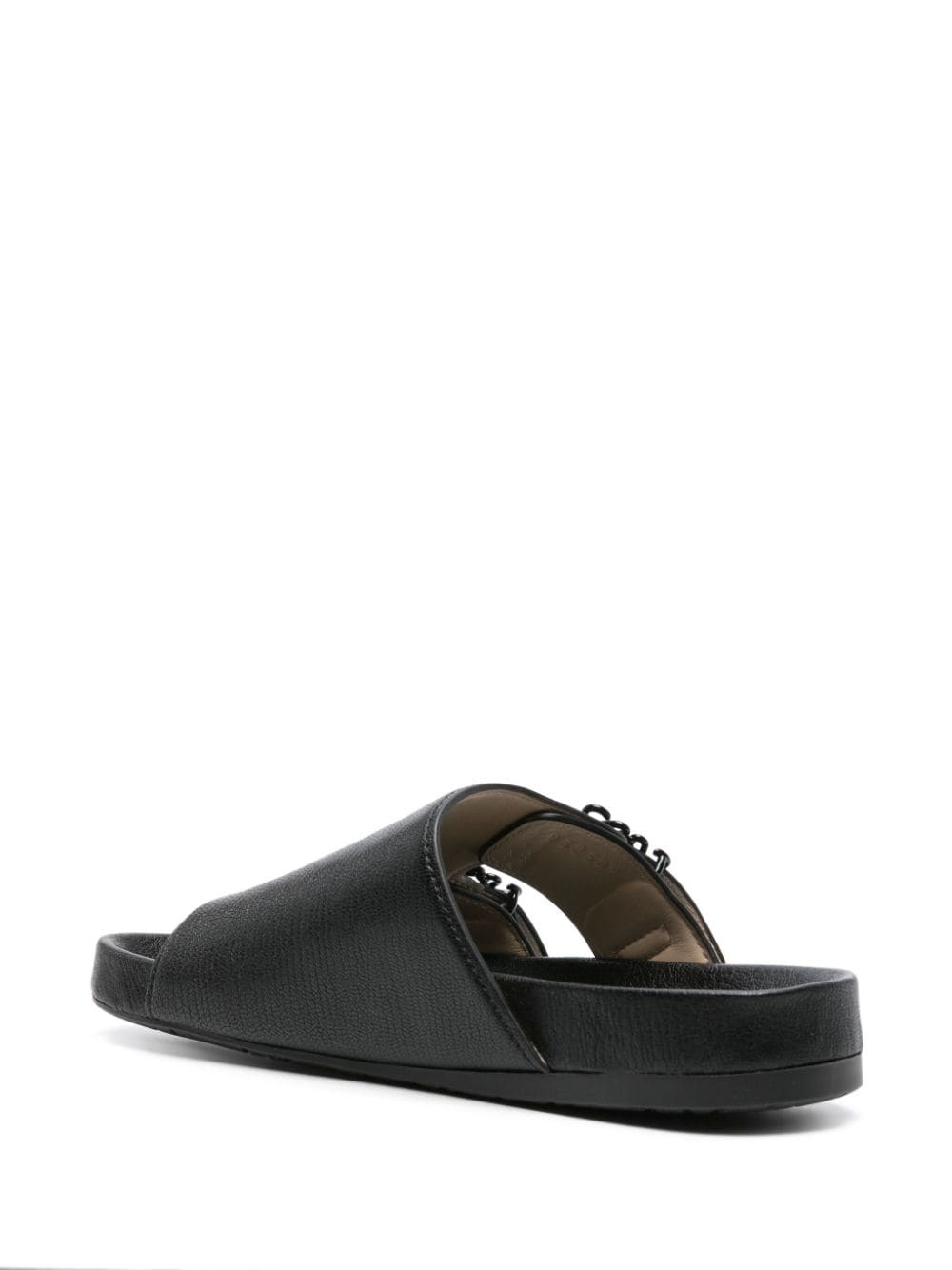 Anagram-buckle leather slides - 3