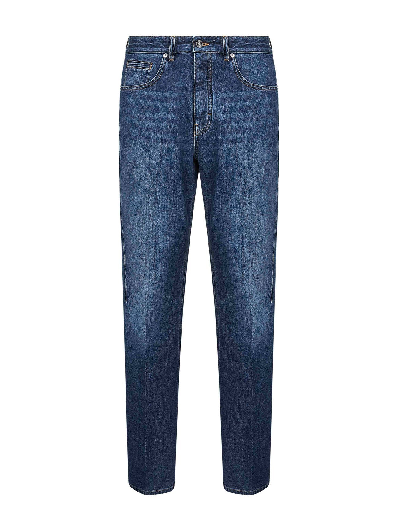 Givenchy Men Blue Washed Denim Straight Jeans - 1