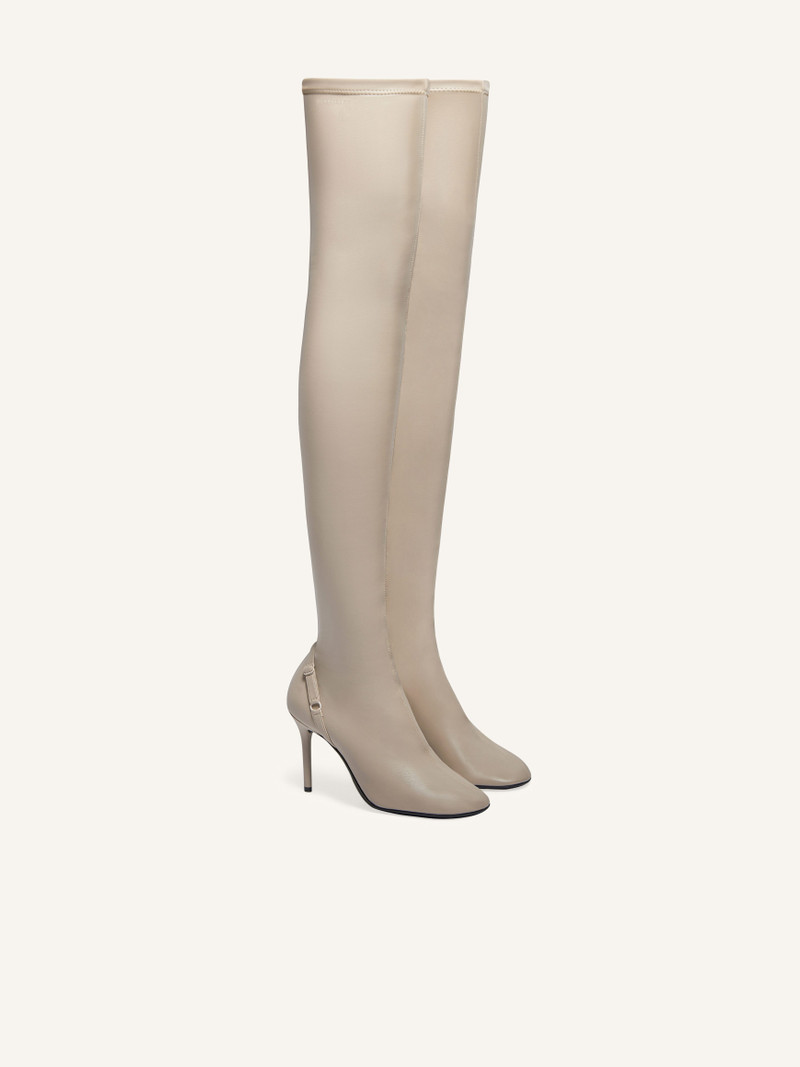 courrèges OBLIQUE STRETCH LEATHER EFFECT THIGH BOOTS outlook