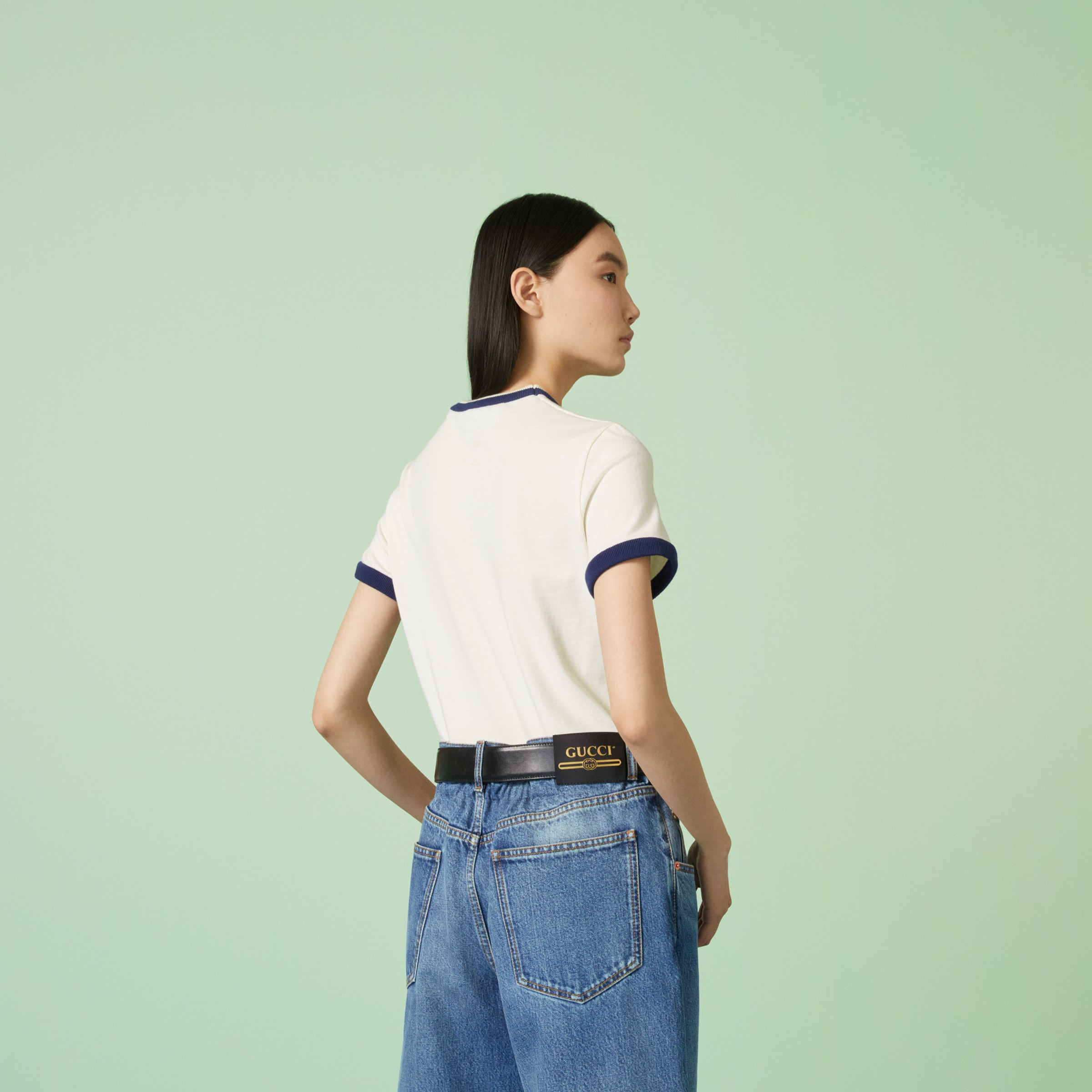 Cotton jersey T-shirt with Gucci embroidery - 8