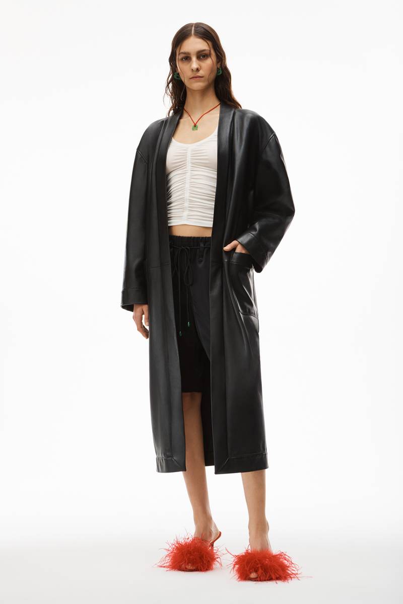 Alexander Wang PJ ROBE COAT WITH LOGO IN LAMBSKIN outlook