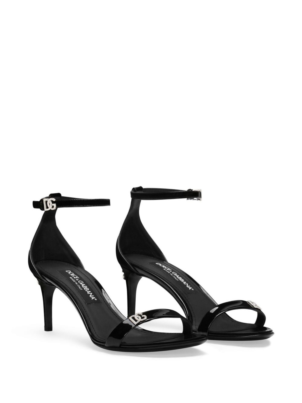 logo-plaque patent-leather sandals - 2
