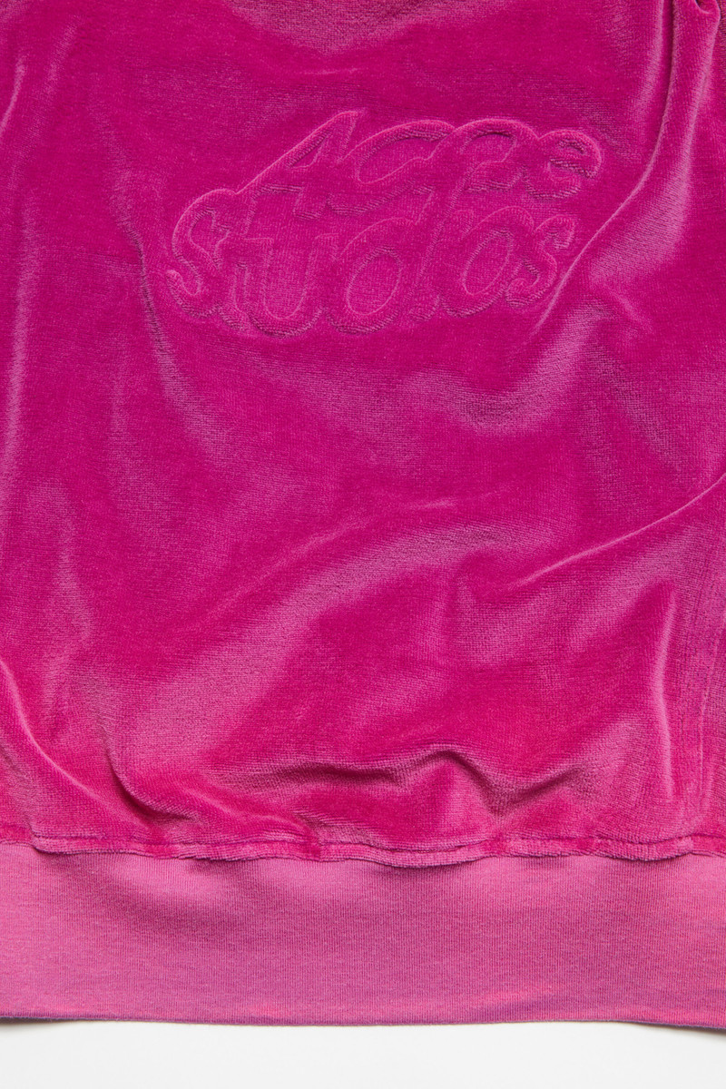 Hooded zip sweater velvet - Magenta pink 5