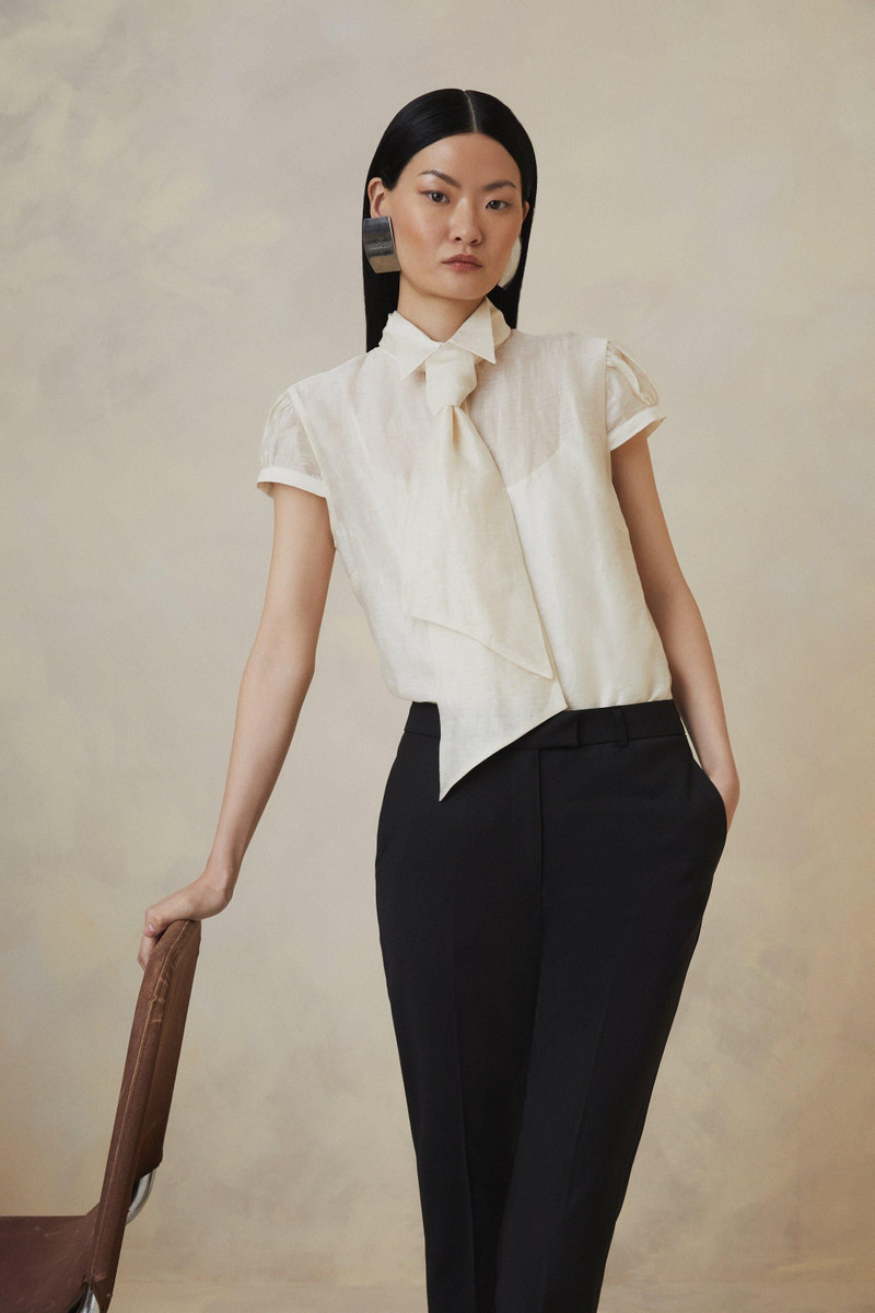 Organza Woven Tie Neck Blouse 4
