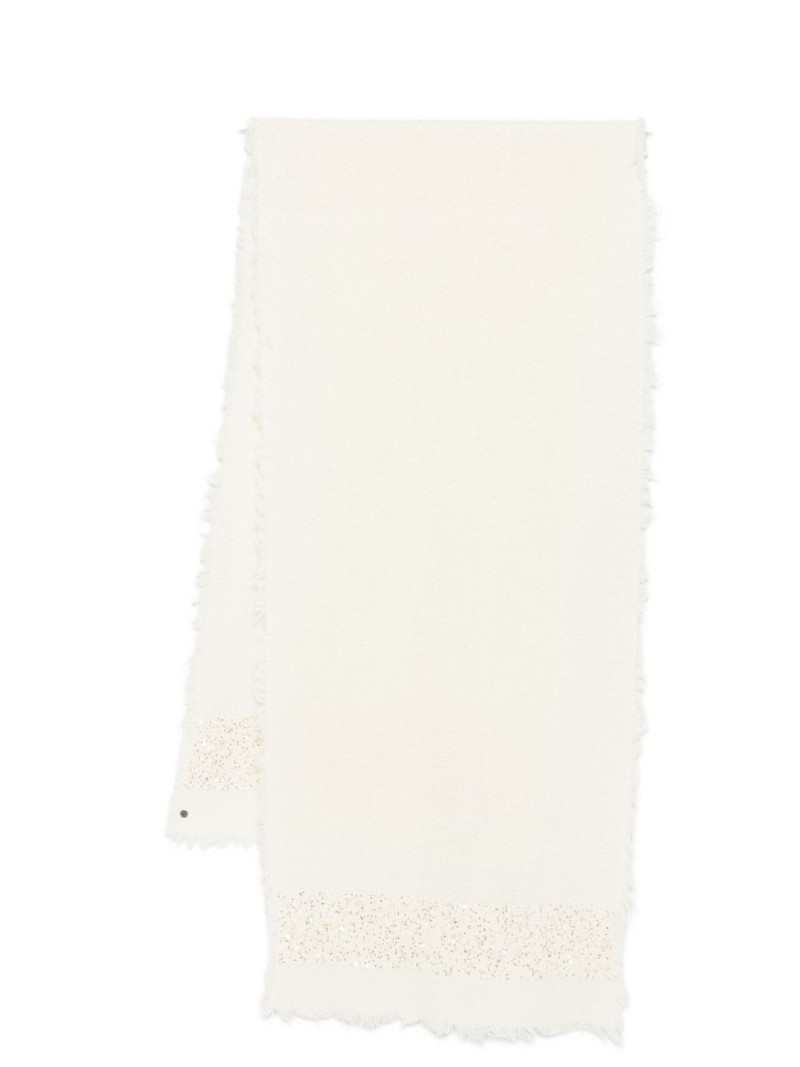 sequin-embellished fringed scarf 1