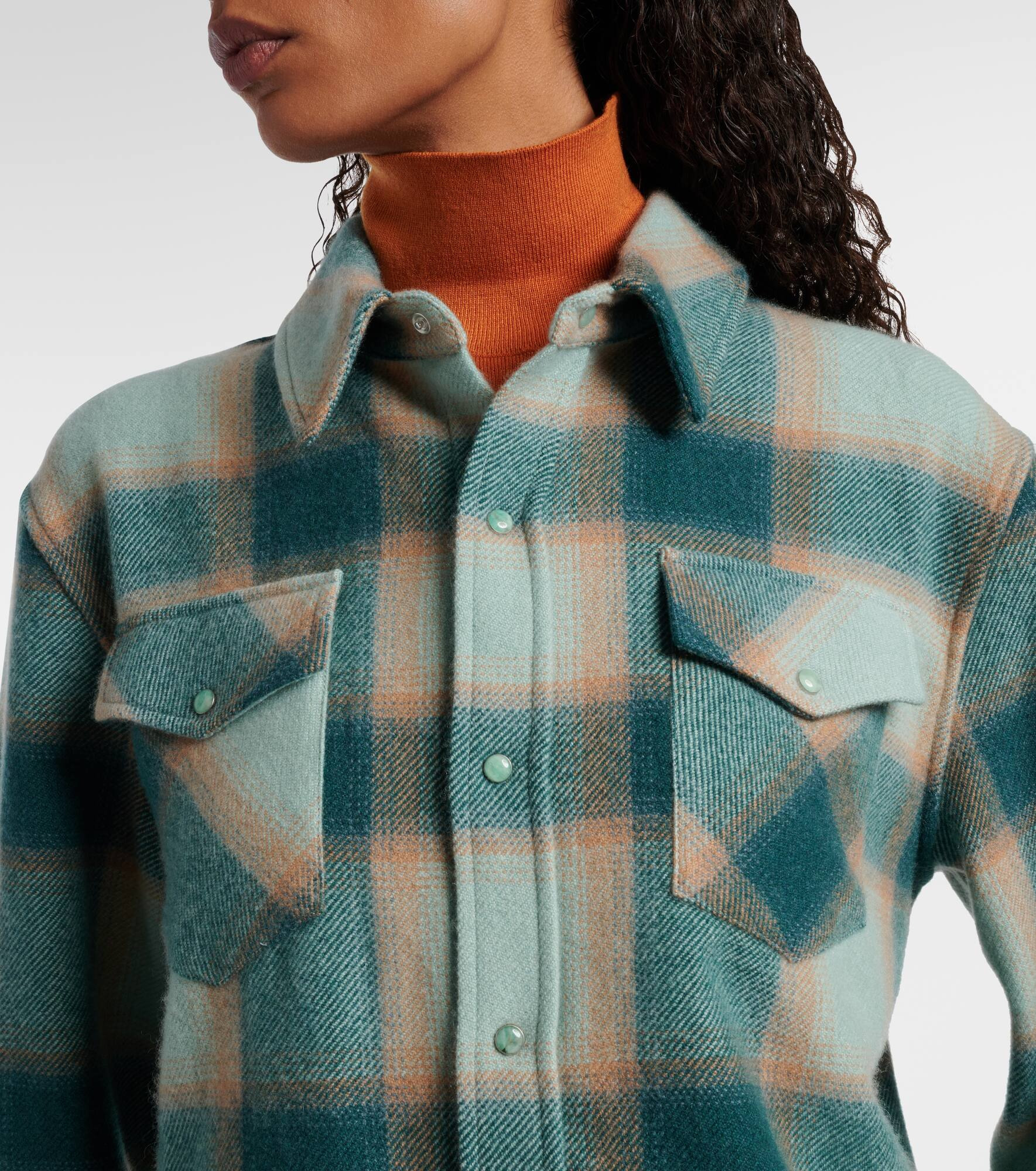 Checked cashmere overshirt - 4