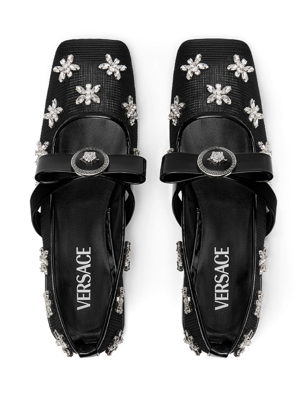Gianni Ribbon crystal-embellishment ballerina shoes - 3