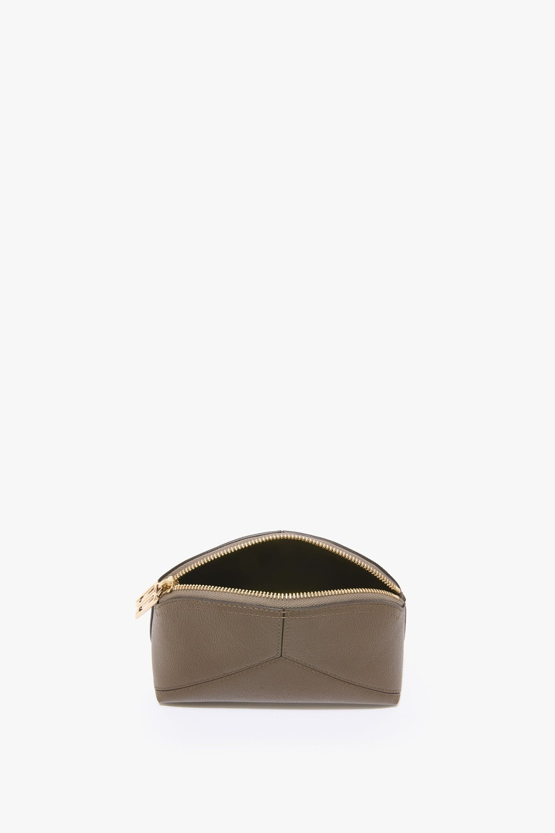 Victoria Mini Travel Pouch In Khaki Soft Grained Leather 6