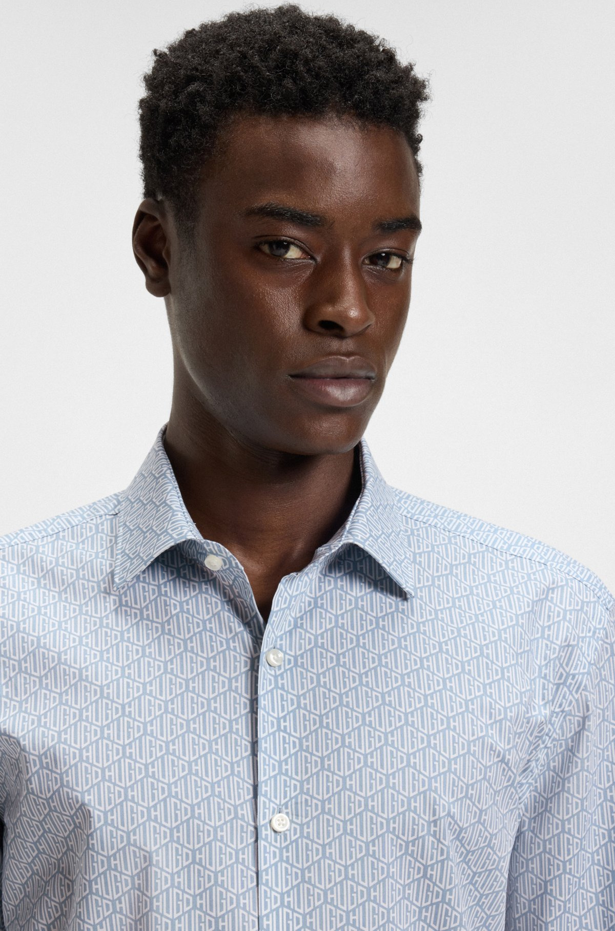 SLIM-FIT SHIRT IN PRINTED COTTON POPLIN - 3