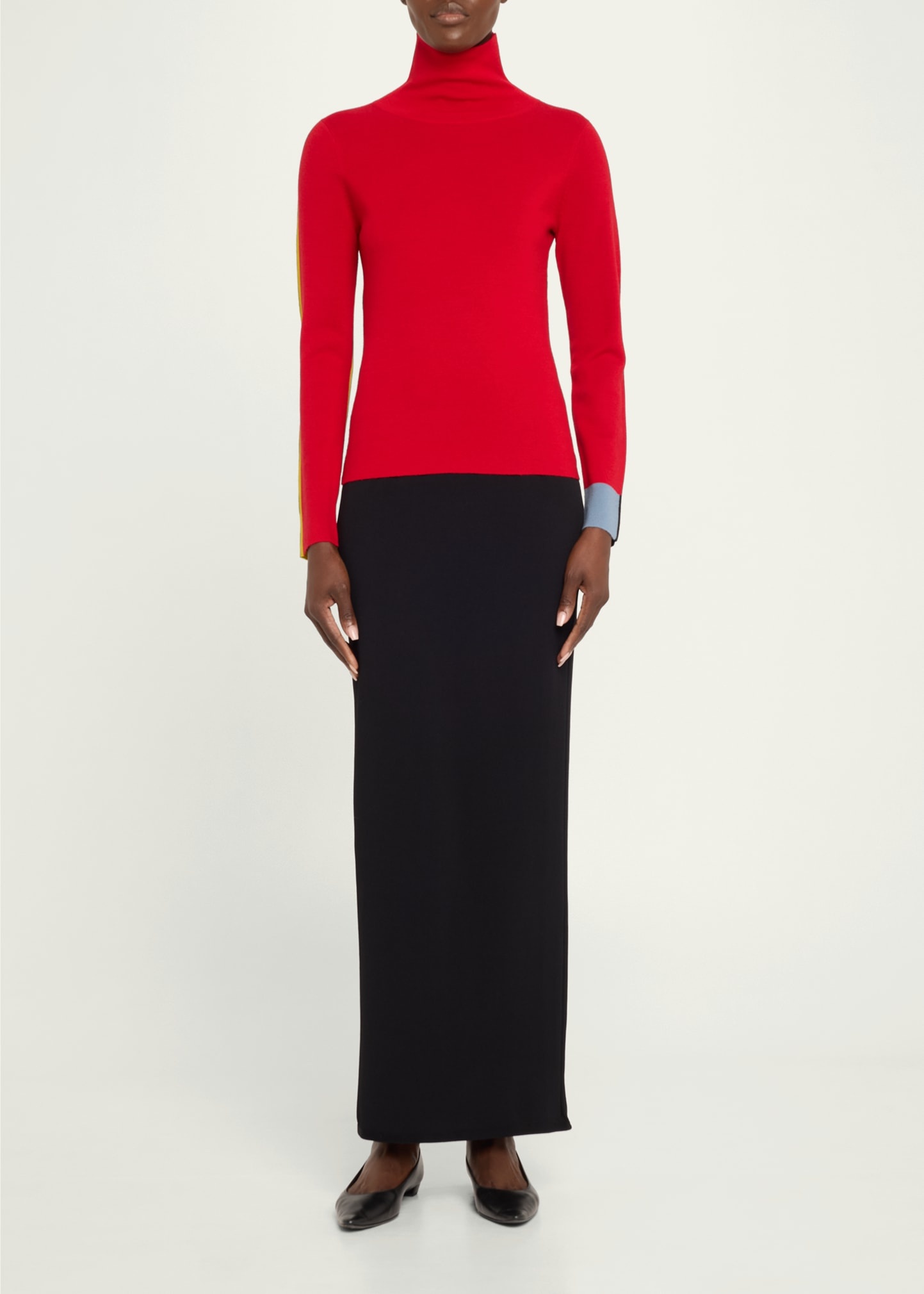 Sarah Colorblock Turtleneck Wool Sweater - 2