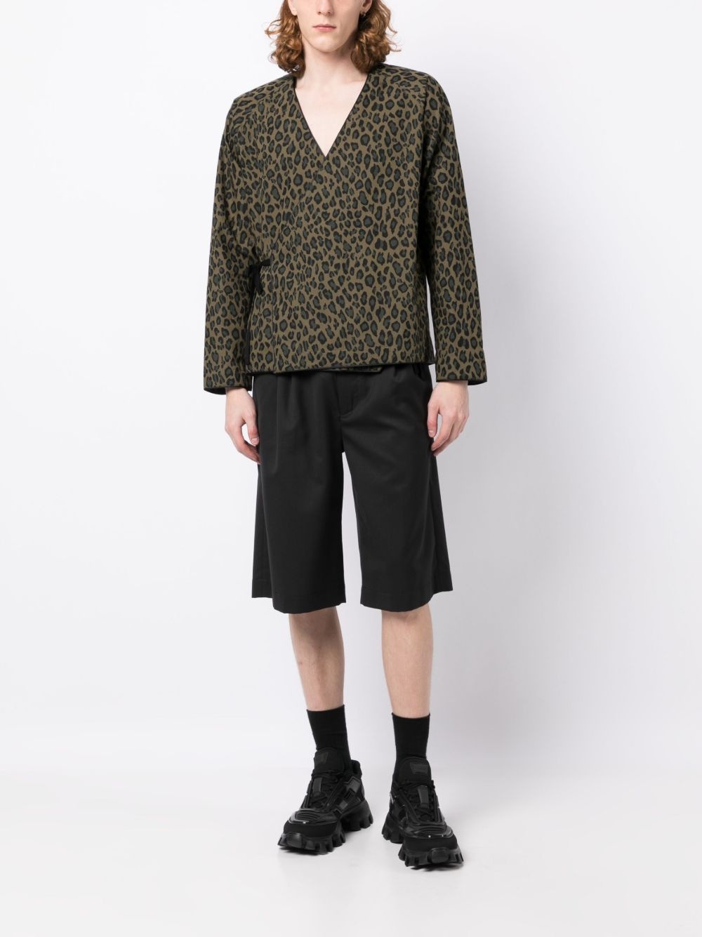 leopard-print cotton-blend kimono - 2