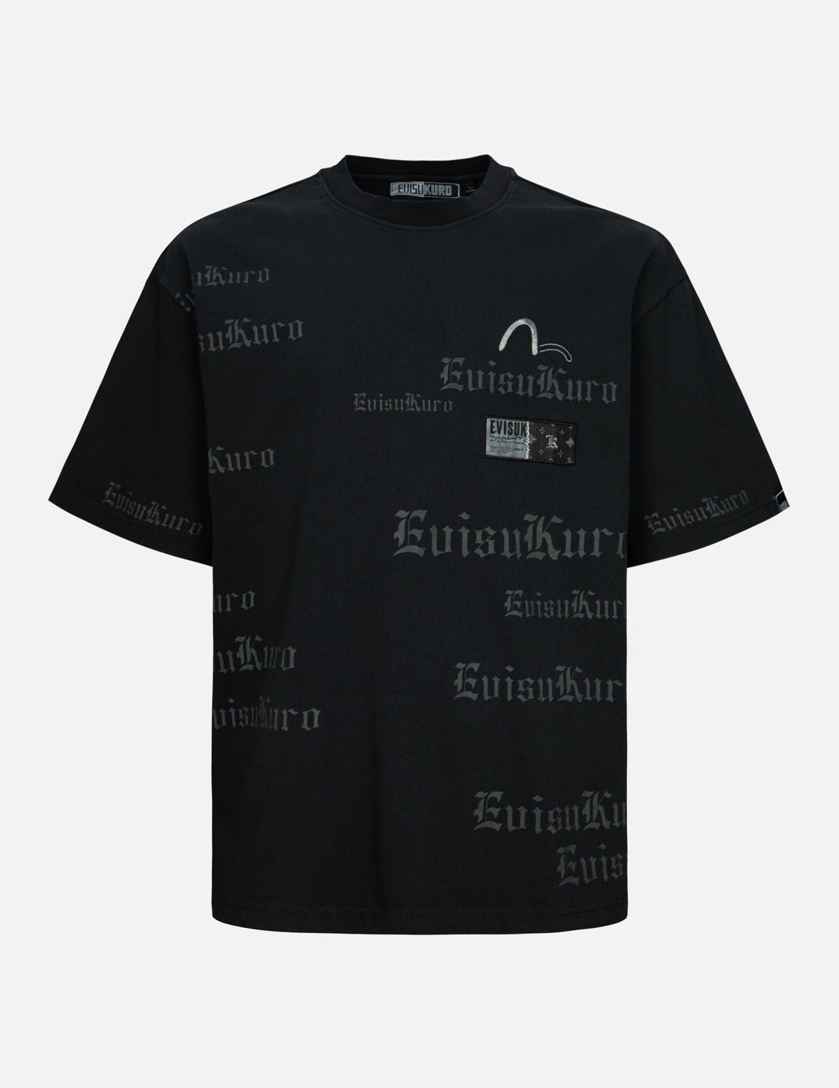 Allover Logo and Seagull Embroidery Loose Fit Pigment Dye T-Shirt - 2
