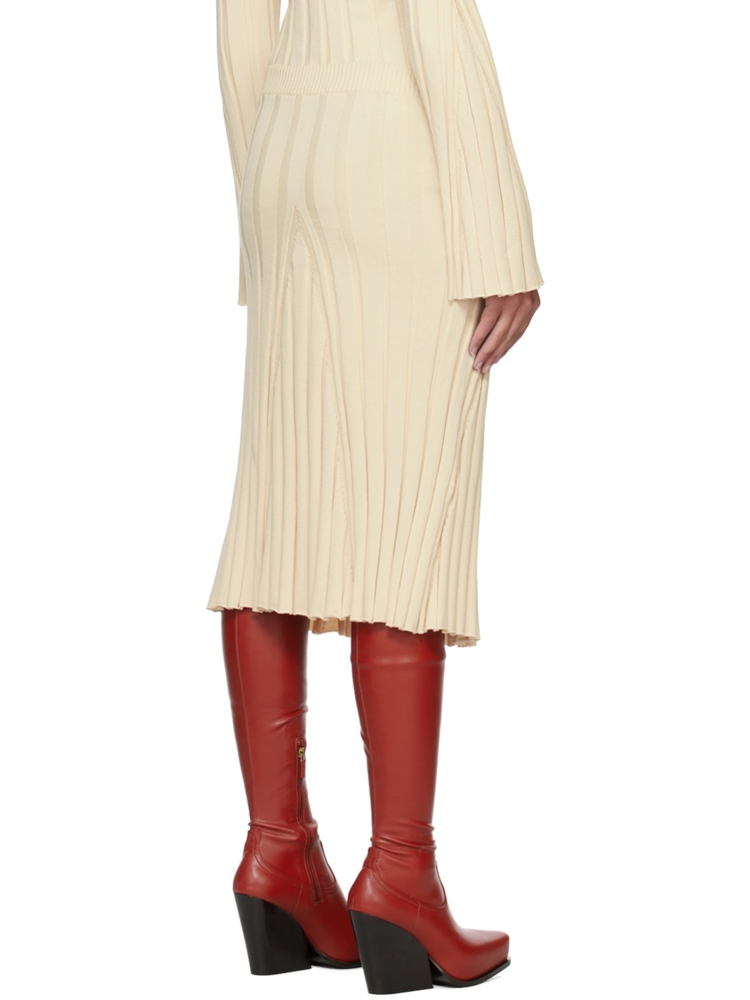 Off-White Paneled Midi Skirt - 3